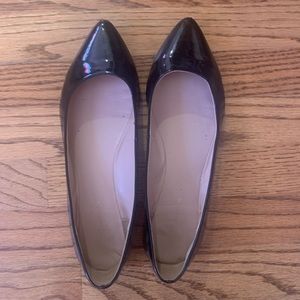 shiny black flats